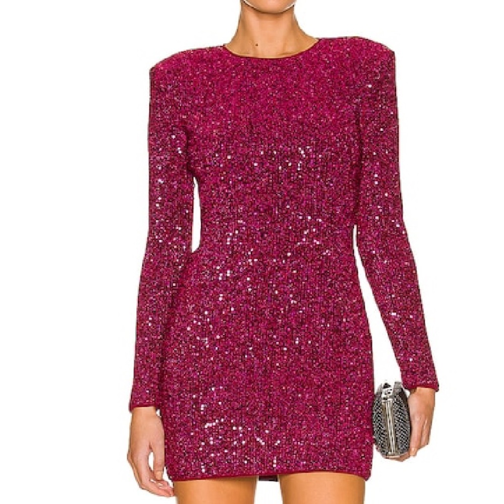 Lovers + Friends Kloss Mini Dress in Maroon Red Sz XS Sequin Revolve